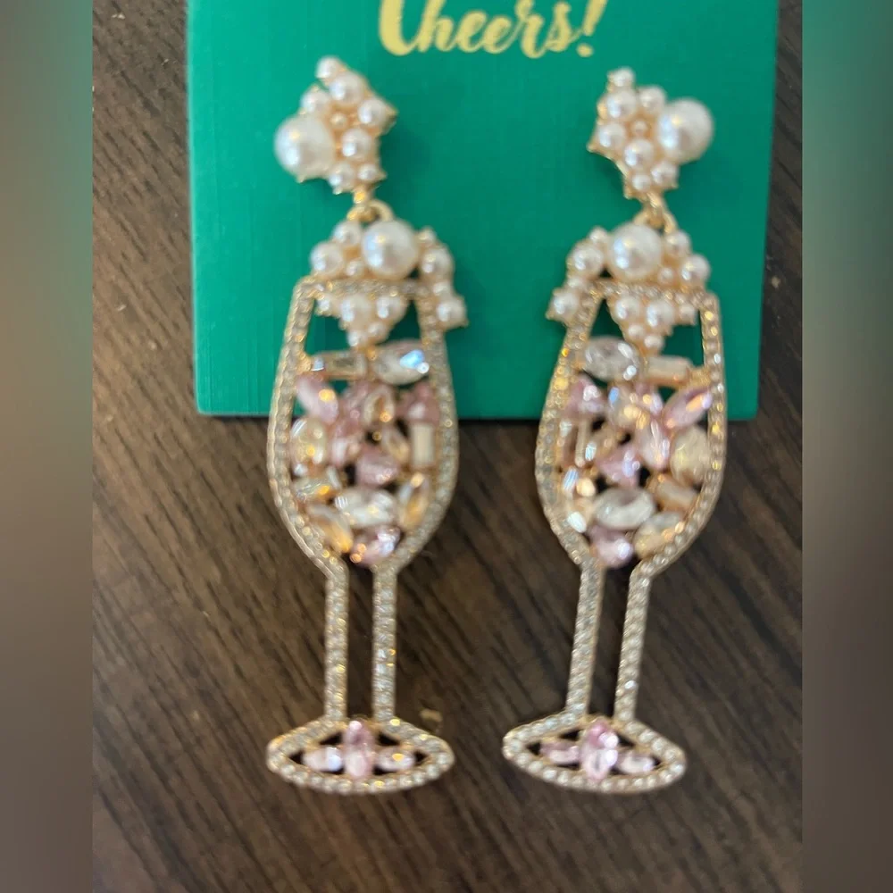 Christian Siriano champagne glasses earrings - Picture 3 of 4
